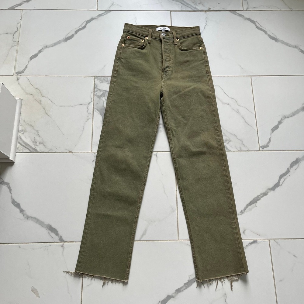 RE/DONE 70's Ultra High Rise Stove Pipe Womens Sage Green 23